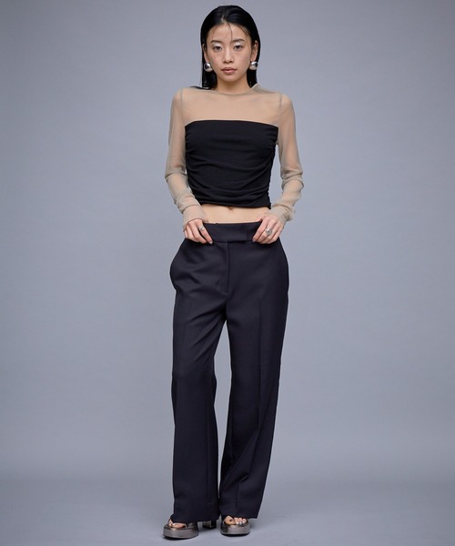 THINGS THAT MATTER（シングス ザット マター）の「THINGS THAT MATTER SHEER & DRAPE RIB TOPS（その他トップス・レディース・ベージュ/ブラック・FREE）」の4枚目の写真