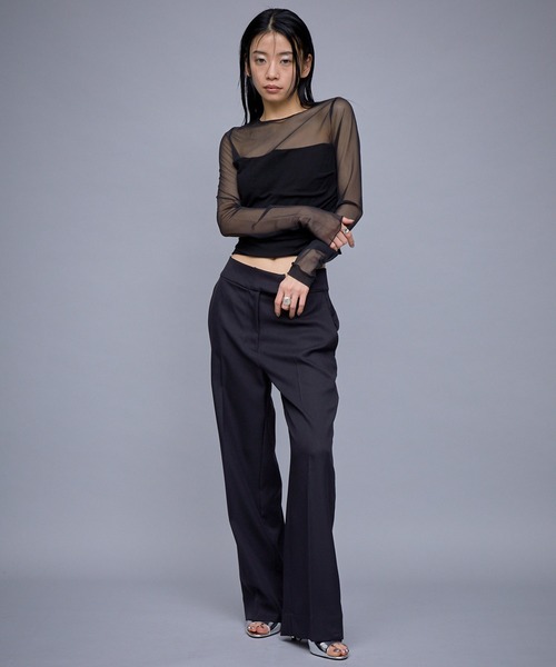 THINGS THAT MATTER（シングス ザット マター）の「THINGS THAT MATTER SHEER & DRAPE RIB TOPS（その他トップス・レディース・ベージュ/ブラック・FREE）」の11枚目の写真