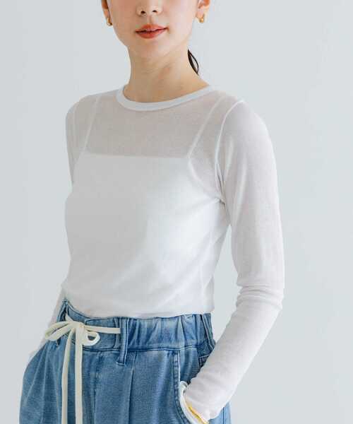 URBAN RESEARCH(アーバンリサーチ)の「『MADE IN JAPAN』シアーテレコカットソー(Tシャツ/カットソー・レディース・ネイビー/ホワイト/イエロー系その他・FREE)」の1枚目の写真