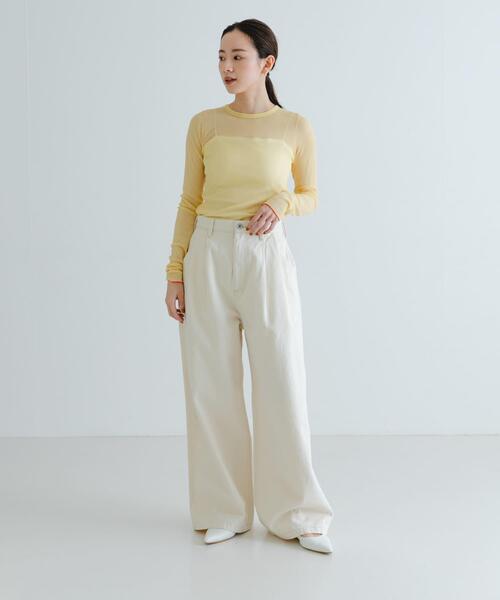 URBAN RESEARCH(アーバンリサーチ)の「『MADE IN JAPAN』シアーテレコカットソー(Tシャツ/カットソー・レディース・ネイビー/ホワイト/イエロー系その他・FREE)」の8枚目の写真