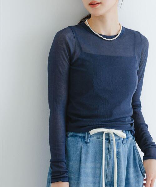 URBAN RESEARCH(アーバンリサーチ)の「『MADE IN JAPAN』シアーテレコカットソー(Tシャツ/カットソー・レディース・ネイビー/ホワイト/イエロー系その他・FREE)」の13枚目の写真