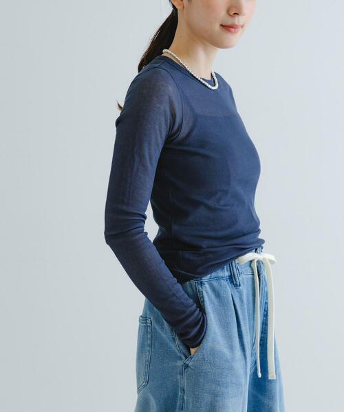 URBAN RESEARCH(アーバンリサーチ)の「『MADE IN JAPAN』シアーテレコカットソー(Tシャツ/カットソー・レディース・ネイビー/ホワイト/イエロー系その他・FREE)」の15枚目の写真