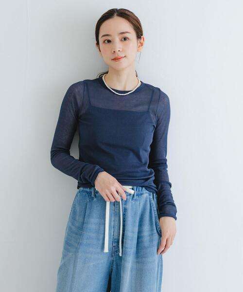 URBAN RESEARCH(アーバンリサーチ)の「『MADE IN JAPAN』シアーテレコカットソー(Tシャツ/カットソー・レディース・ネイビー/ホワイト/イエロー系その他・FREE)」の18枚目の写真