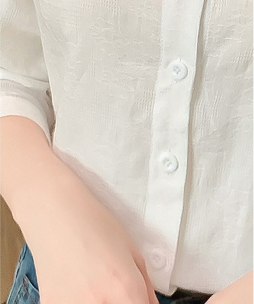 BLANC FICELLE（ブランフィセル）の「折柄　スタンドカラー　シャツ（シャツ/ブラウス・レディース・サックスブルー/ピンク/ホワイト・S/M/L）」の19枚目の写真