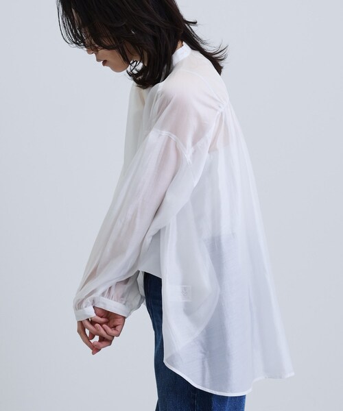 GALLEST / ギャレスト シアーローンミドル丈シャツ/シアーシャツ/シアートップス【洗える/夏服】 シアーローンミドル丈シャツ（シャツ・ブラウス） | GALLEST