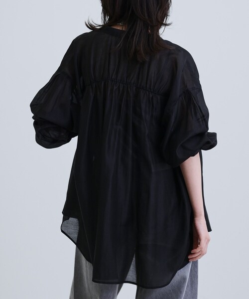 GALLEST / ギャレスト シアーローンミドル丈シャツ/シアーシャツ/シアートップス【洗える/夏服】 シアーローンミドル丈シャツ/シアーシャツ/シアートップス