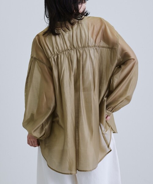 GALLEST / ギャレスト シアーローンミドル丈シャツ/シアーシャツ/シアートップス【洗える/夏服】 シアーローンミドル丈シャツ（シャツ・ブラウス） | GALLEST