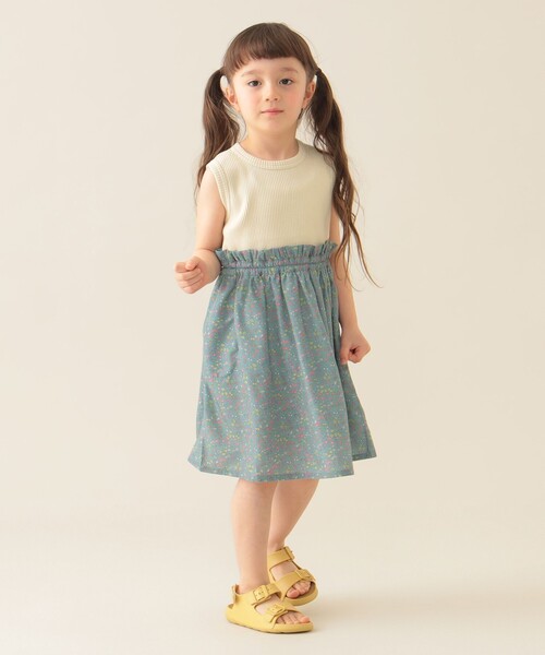 BEAMS mini（ビームスミニ）の「フラワー 切替 ノースリーブ ワンピース 2025SS（90～150cm）（ワンピース・キッズ・イエロー/ブルー系その他/オフホワイト・90/100/110/120/130/140/150）」の4枚目の写真