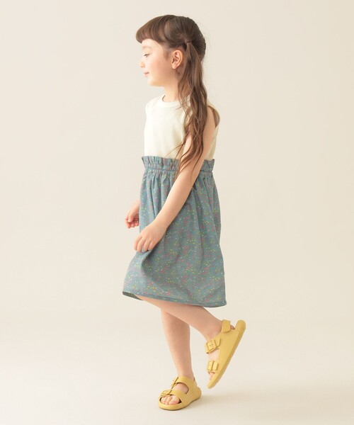 BEAMS mini（ビームスミニ）の「フラワー 切替 ノースリーブ ワンピース 2025SS（90～150cm）（ワンピース・キッズ・イエロー/ブルー系その他/オフホワイト・90/100/110/120/130/140/150）」の5枚目の写真