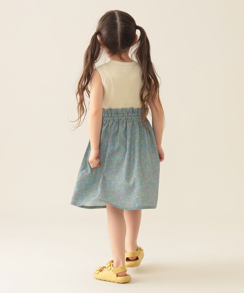 BEAMS mini（ビームスミニ）の「フラワー 切替 ノースリーブ ワンピース 2025SS（90～150cm）（ワンピース・キッズ・イエロー/ブルー系その他/オフホワイト・90/100/110/120/130/140/150）」の6枚目の写真