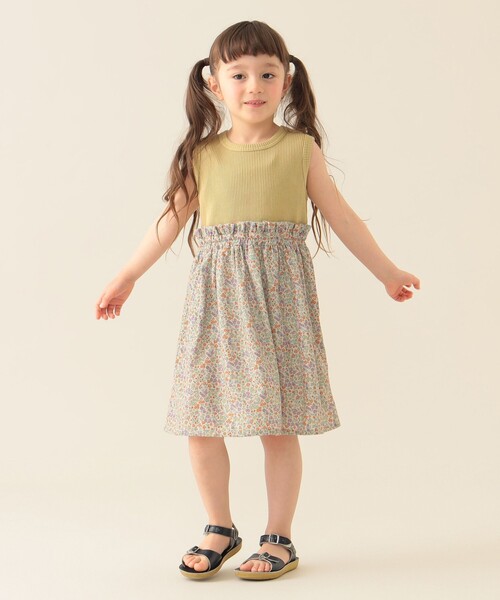 BEAMS mini（ビームスミニ）の「フラワー 切替 ノースリーブ ワンピース 2025SS（90～150cm）（ワンピース・キッズ・イエロー/ブルー系その他/オフホワイト・90/100/110/120/130/140/150）」の7枚目の写真