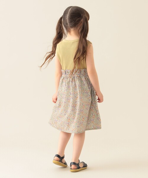 BEAMS mini（ビームスミニ）の「フラワー 切替 ノースリーブ ワンピース 2025SS（90～150cm）（ワンピース・キッズ・イエロー/ブルー系その他/オフホワイト・90/100/110/120/130/140/150）」の10枚目の写真