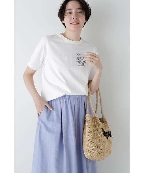 human woman（ヒューマンウーマン）の「◆リサイクルコットン度詰天竺Ｔシャツ（Tシャツ/カットソー・レディース・カーキ/ライトグリーン/ボルドー/ネイビー・MEDIUM）」の19枚目の写真