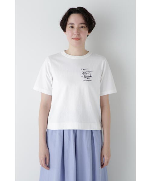 human woman（ヒューマンウーマン）の「◆リサイクルコットン度詰天竺Ｔシャツ（Tシャツ/カットソー・レディース・カーキ/ライトグリーン/ボルドー/ネイビー・MEDIUM）」の21枚目の写真