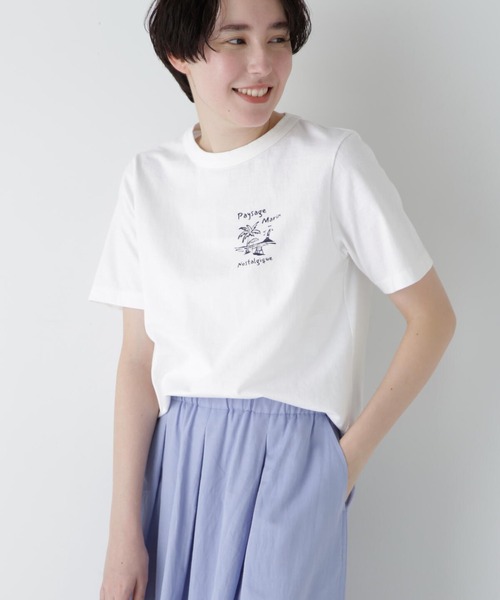 human woman（ヒューマンウーマン）の「◆リサイクルコットン度詰天竺Ｔシャツ（Tシャツ/カットソー・レディース・カーキ/ライトグリーン/ボルドー/ネイビー・MEDIUM）」の3枚目の写真