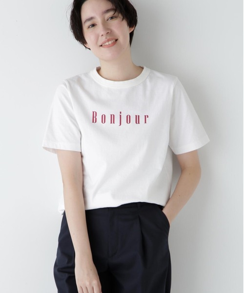 human woman（ヒューマンウーマン）の「◆リサイクルコットン度詰天竺Ｔシャツ（Tシャツ/カットソー・レディース・カーキ/ライトグリーン/ボルドー/ネイビー・MEDIUM）」の4枚目の写真