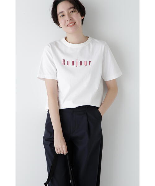 human woman（ヒューマンウーマン）の「◆リサイクルコットン度詰天竺Ｔシャツ（Tシャツ/カットソー・レディース・カーキ/ライトグリーン/ボルドー/ネイビー・MEDIUM）」の5枚目の写真