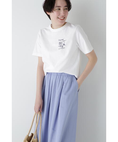 human woman（ヒューマンウーマン）の「◆リサイクルコットン度詰天竺Ｔシャツ（Tシャツ/カットソー・レディース・カーキ/ライトグリーン/ボルドー/ネイビー・MEDIUM）」の6枚目の写真