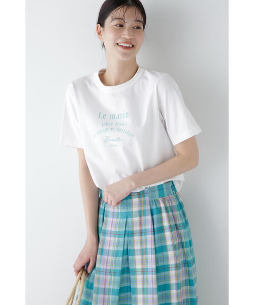 human woman（ヒューマンウーマン）の「◆リサイクルコットン度詰天竺Ｔシャツ（Tシャツ/カットソー・レディース・カーキ/ライトグリーン/ボルドー/ネイビー・MEDIUM）」の7枚目の写真
