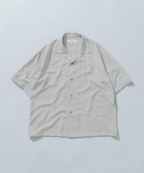 URBAN RESEARCH ROSSO MEN（アーバンリサーチロッソメン）の「『WEB限定』『セットアップ対応/XLサイズあり』リネンライクオープンカラー半袖オーバーシャツ（シャツ/ブラウス・メンズ・ライトグレー/ネイビー/ブラック・MEDIUM/X-LARGE/LARGE）」の2枚目の写真