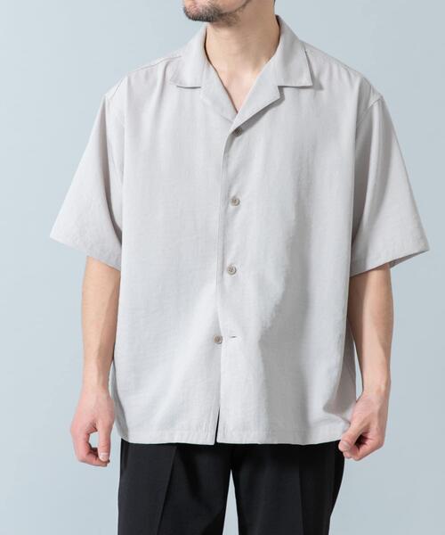 URBAN RESEARCH ROSSO MEN（アーバンリサーチロッソメン）の「『WEB限定』『セットアップ対応/XLサイズあり』リネンライクオープンカラー半袖オーバーシャツ（シャツ/ブラウス・メンズ・ライトグレー/ネイビー/ブラック・MEDIUM/X-LARGE/LARGE）」の4枚目の写真