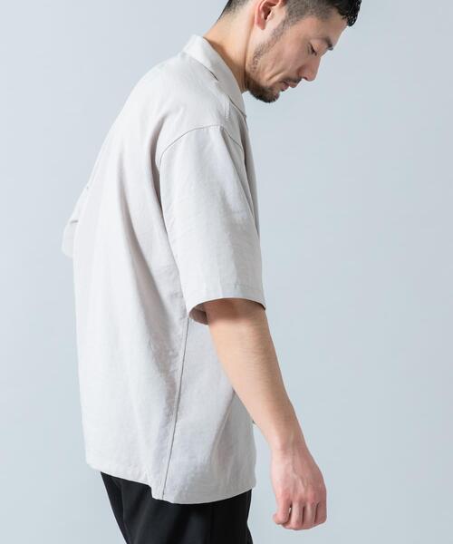 URBAN RESEARCH ROSSO MEN（アーバンリサーチロッソメン）の「『WEB限定』『セットアップ対応/XLサイズあり』リネンライクオープンカラー半袖オーバーシャツ（シャツ/ブラウス・メンズ・ライトグレー/ネイビー/ブラック・MEDIUM/X-LARGE/LARGE）」の7枚目の写真