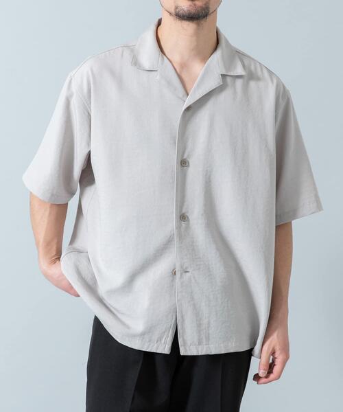 URBAN RESEARCH ROSSO MEN（アーバンリサーチロッソメン）の「『WEB限定』『セットアップ対応/XLサイズあり』リネンライクオープンカラー半袖オーバーシャツ（シャツ/ブラウス・メンズ・ライトグレー/ネイビー/ブラック・MEDIUM/X-LARGE/LARGE）」の8枚目の写真