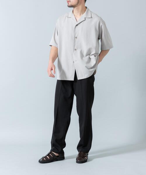 URBAN RESEARCH ROSSO MEN（アーバンリサーチロッソメン）の「『WEB限定』『セットアップ対応/XLサイズあり』リネンライクオープンカラー半袖オーバーシャツ（シャツ/ブラウス・メンズ・ライトグレー/ネイビー/ブラック・MEDIUM/X-LARGE/LARGE）」の9枚目の写真