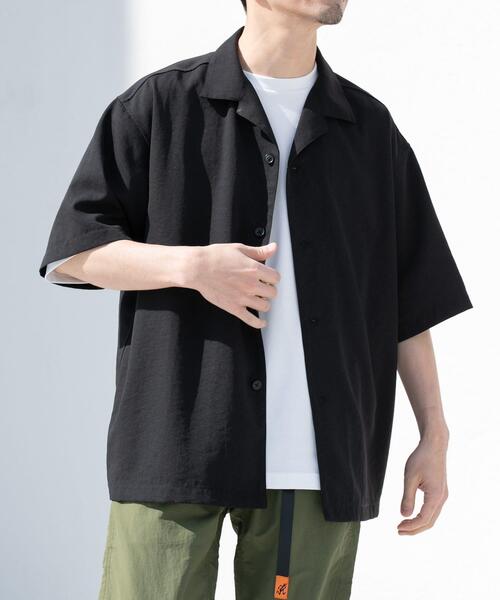 URBAN RESEARCH ROSSO MEN（アーバンリサーチロッソメン）の「『WEB限定』『セットアップ対応/XLサイズあり』リネンライクオープンカラー半袖オーバーシャツ（シャツ/ブラウス・メンズ・ライトグレー/ネイビー/ブラック・MEDIUM/X-LARGE/LARGE）」の14枚目の写真