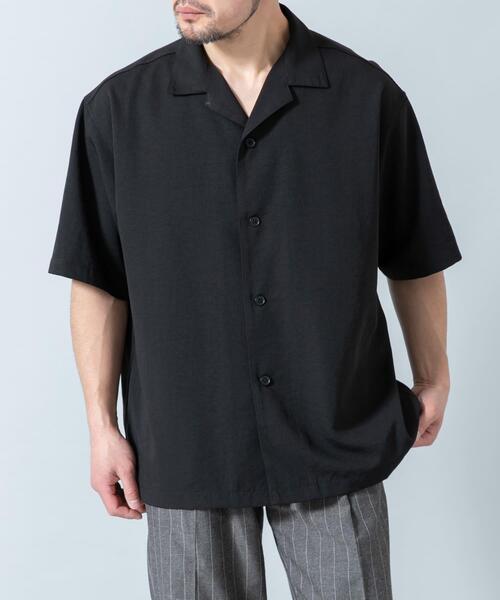 URBAN RESEARCH ROSSO MEN（アーバンリサーチロッソメン）の「『WEB限定』『セットアップ対応/XLサイズあり』リネンライクオープンカラー半袖オーバーシャツ（シャツ/ブラウス・メンズ・ライトグレー/ネイビー/ブラック・MEDIUM/X-LARGE/LARGE）」の21枚目の写真