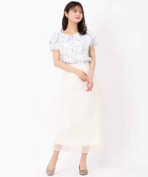 MISCH MASCH(ミッシュマッシュ)の「パールダブルフリル袖ブラウス(シャツ/ブラウス・レディース・ブラック/ブルー/ラベンダー/ホワイト/ライトグリーン・フリ-)」の8枚目の写真