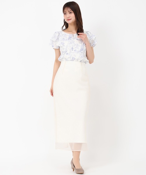 MISCH MASCH(ミッシュマッシュ)の「パールダブルフリル袖ブラウス(シャツ/ブラウス・レディース・ブラック/ブルー/ラベンダー/ホワイト/ライトグリーン・フリ-)」の6枚目の写真