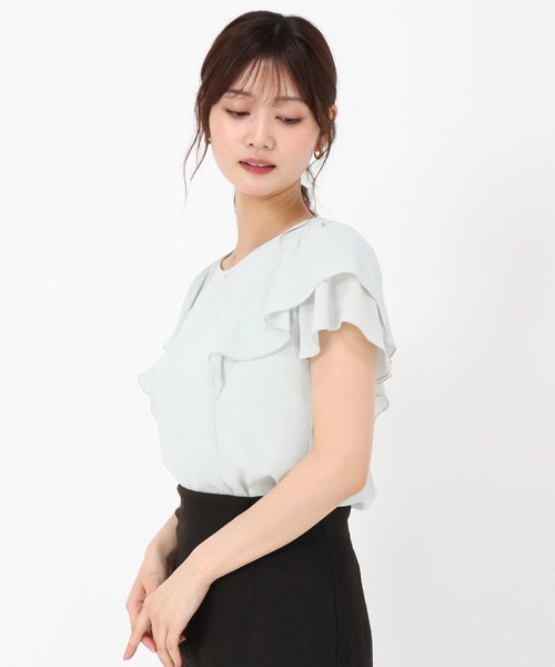 MISCH MASCH(ミッシュマッシュ)の「パールダブルフリル袖ブラウス(シャツ/ブラウス・レディース・ブラック/ブルー/ラベンダー/ホワイト/ライトグリーン・フリ-)」の21枚目の写真