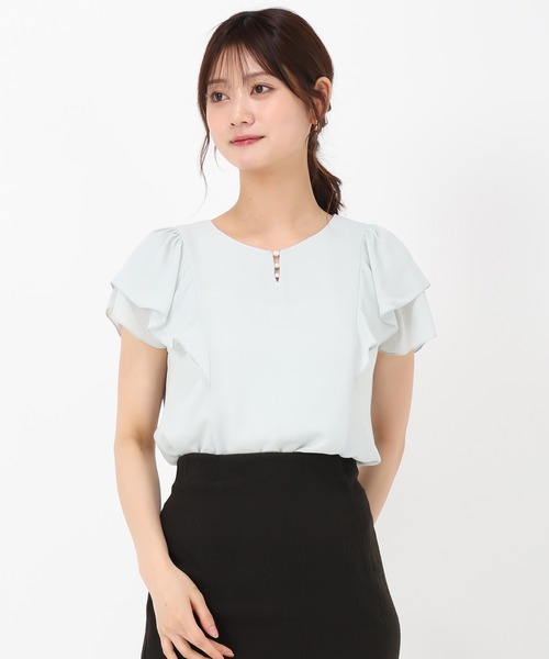 MISCH MASCH(ミッシュマッシュ)の「パールダブルフリル袖ブラウス(シャツ/ブラウス・レディース・ブラック/ブルー/ラベンダー/ホワイト/ライトグリーン・フリ-)」の22枚目の写真