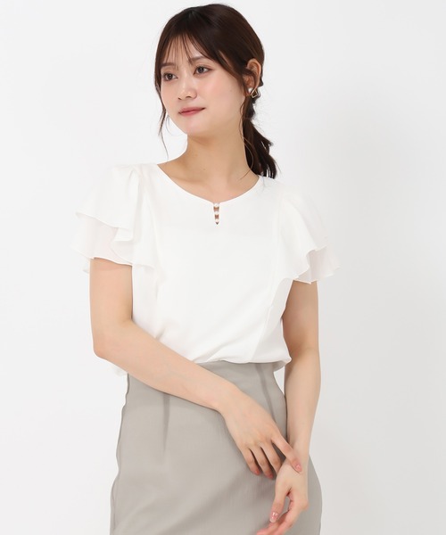 MISCH MASCH(ミッシュマッシュ)の「パールダブルフリル袖ブラウス(シャツ/ブラウス・レディース・ブラック/ブルー/ラベンダー/ホワイト/ライトグリーン・フリ-)」の19枚目の写真