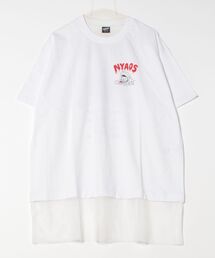 351116:NYAOS柄メッシュ切替Tシャツ