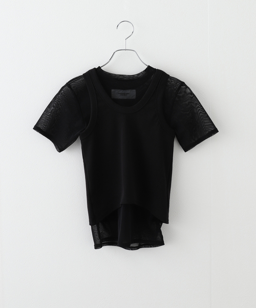 tシャツ 「JANE SMITH/ジェーンスミス」SHORT SLEEVE WITH TANK LAYERE：カットソー レディース JANE SMITH/ジェーンスミス】SHORT SLEEVE WITH TANK LAYERE