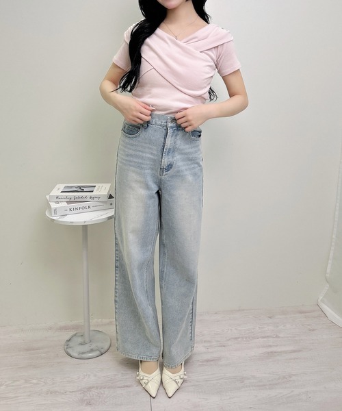 anuansオフショルダー ボリュームスリーブ トップス グレー anuansオフショルダー ボリュームスリーブ トップス グレー ア