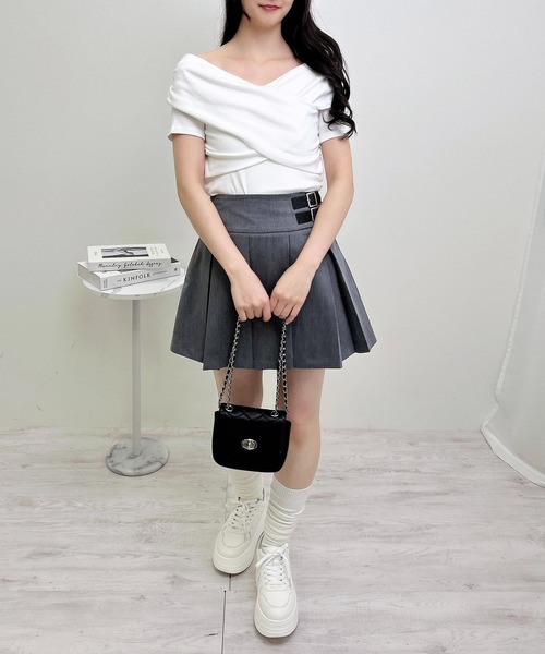 INGNI（イング）の「クロスオフショルトップス（Tシャツ/カットソー・レディース・オフホワイト/ピンクベージュ/ブラック・M）」の9枚目の写真