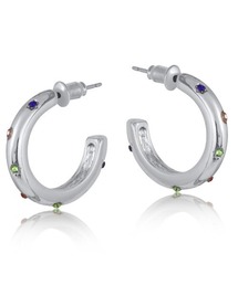 【金属アレルギー対応】ストーン付き フープピアス GINETTE RAINBOW STONES SMALL HOOP