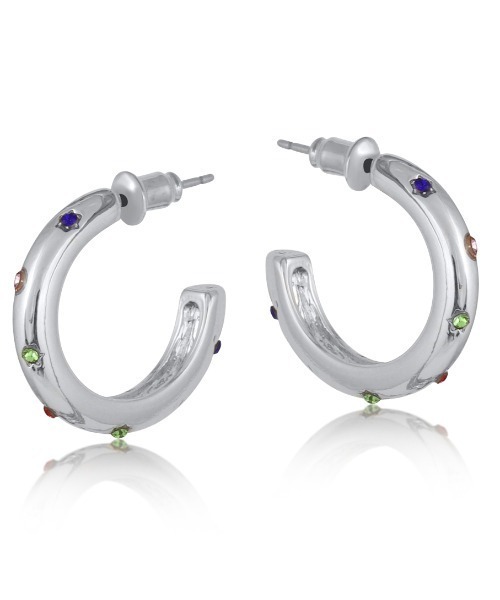 big metal london(ビッグメタルロンドン)の「【金属アレルギー対応】ストーン付き フープピアス GINETTE RAINBOW STONES SMALL HOOP(ピアス(両耳用)・レディース・シルバー/ゴールド・FREE)」の1枚目の写真