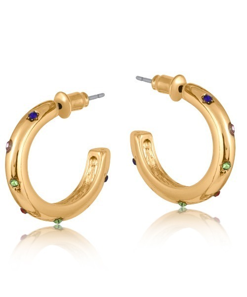 【最新入荷】 金属アレルギー対応 RAINBOW GINETTE フープピアス ストーン付き アクセサリー