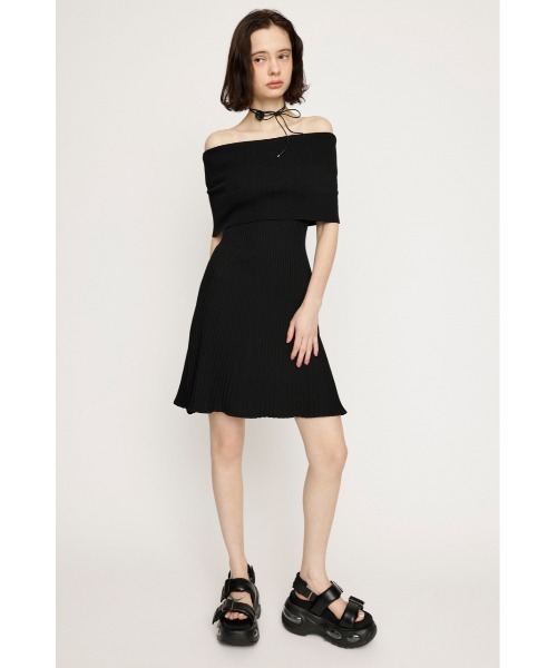 セール】OFF SHOULDER RIB KNIT S/OP オフショルダー リブ