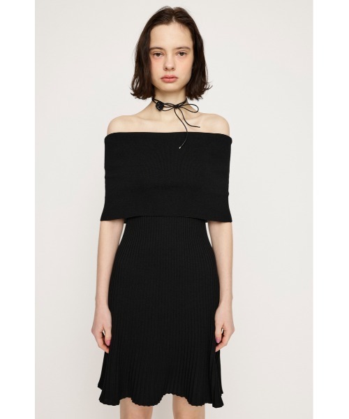 サマーニットワンピ セール】OFF SHOULDER RIB KNIT S/OP オフショルダー リブ