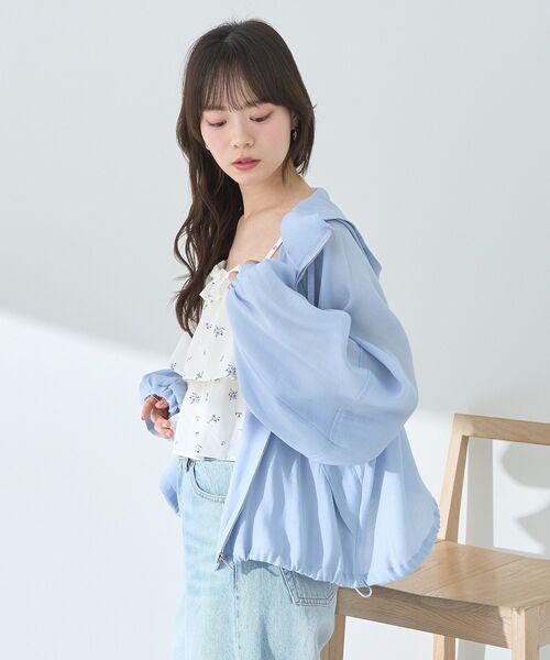 earth music&ecology（アースミュージックアンドエコロジー）の「シアージップパーカー（その他アウター・レディース・ブラック/アイボリー/ピンク/サックスブルー・FREE）」の9枚目の写真