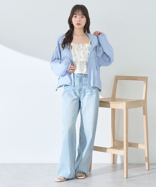 earth music&ecology（アースミュージックアンドエコロジー）の「シアージップパーカー（その他アウター・レディース・ブラック/アイボリー/ピンク/サックスブルー・FREE）」の12枚目の写真