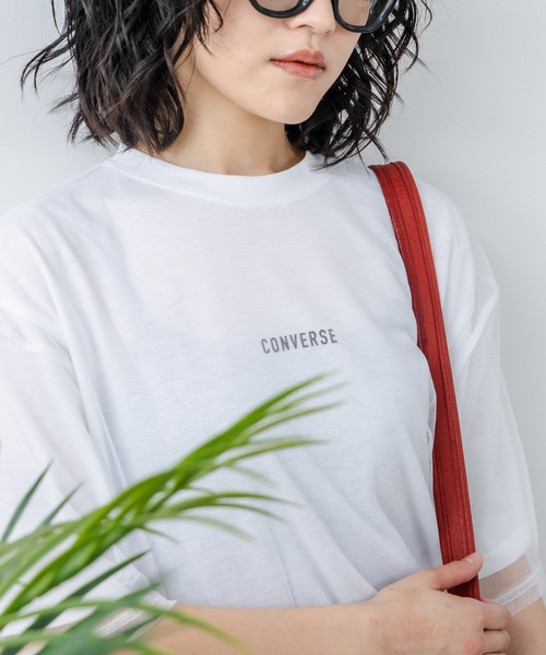 CONVERSE(コンバース)の「【CONVERSE/コンバース】チュールレイヤード Tシャツ(Tシャツ/カットソー・レディース・オフホワイト/杢グレー/ブラック・MEDIUM/LARGE)」の2枚目の写真