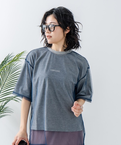 CONVERSE(コンバース)の「【CONVERSE/コンバース】チュールレイヤード Tシャツ(Tシャツ/カットソー・レディース・オフホワイト/杢グレー/ブラック・MEDIUM/LARGE)」の20枚目の写真
