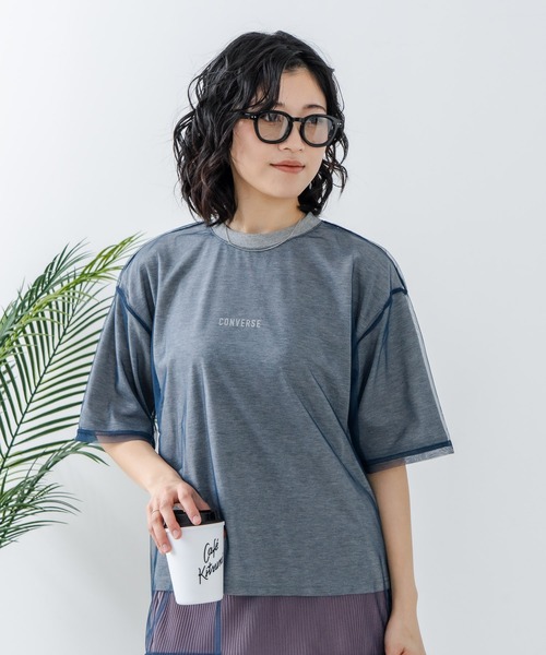 CONVERSE(コンバース)の「【CONVERSE/コンバース】チュールレイヤード Tシャツ(Tシャツ/カットソー・レディース・オフホワイト/杢グレー/ブラック・MEDIUM/LARGE)」の21枚目の写真