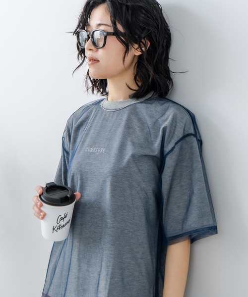 CONVERSE(コンバース)の「【CONVERSE/コンバース】チュールレイヤード Tシャツ(Tシャツ/カットソー・レディース・オフホワイト/杢グレー/ブラック・MEDIUM/LARGE)」の22枚目の写真